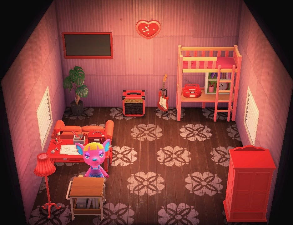 Fuchsia house interior in Animal Crossing: New Horizons