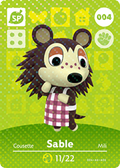 Sable #004 - Animal Crossing Series 1 amiibo Card