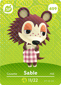 Sable #409 - Animal Crossing Series 5 amiibo Card