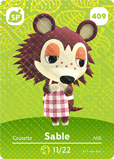 Sable #409 - Animal Crossing Series 5 amiibo Card