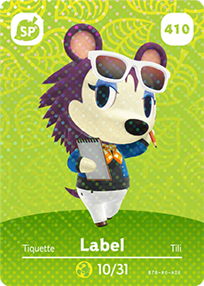 Label #410 - Animal Crossing Series 5 amiibo Card