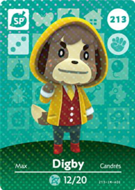 Digby - Raincoat #213 - Animal Crossing Series 3 amiibo Card