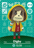 Digby - Raincoat #213 - Animal Crossing Series 3 amiibo Card