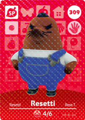 Resetti - Without Hat #309 - Animal Crossing Series 4 amiibo Card