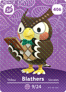 Blathers #406 - Animal Crossing Series 5 amiibo Card