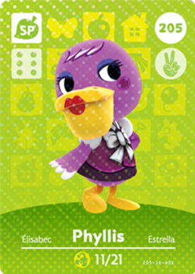 Phyllis #205 - Animal Crossing Series 3 amiibo Card