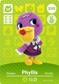 Phyllis #205 - Animal Crossing Series 3 amiibo Card