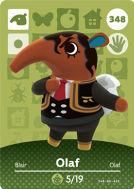 Olaf #348 - Animal Crossing Series 4 amiibo Card