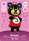 Grizzly #394 - Animal Crossing Series 4 amiibo Card
