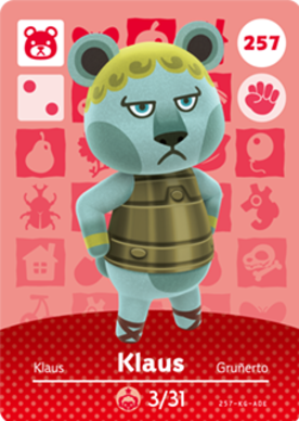 Klaus #257 - Animal Crossing Series 3 amiibo Card