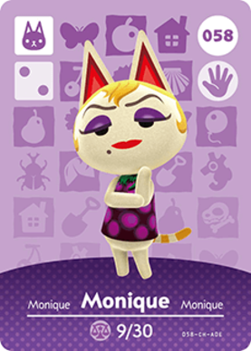 Monique #058 - Animal Crossing Series 1 amiibo Card