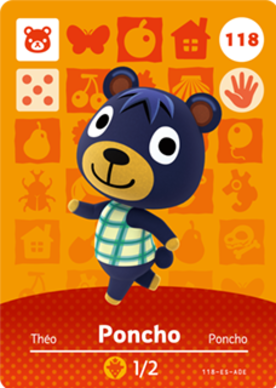 Poncho #118 - Animal Crossing Series 2 amiibo Card