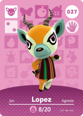 Lopez #027 - Animal Crossing Series 1 amiibo Card