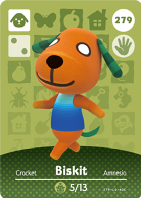 Biskit #279 - Animal Crossing Series 3 amiibo Card