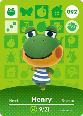 Henry #092 - Animal Crossing Series 1 amiibo Card