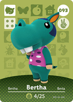 Bertha #093 - Animal Crossing Series 1 amiibo Card
