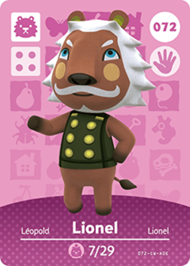 Lionel #072 - Animal Crossing Series 1 amiibo Card
