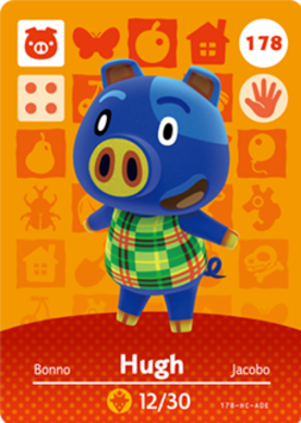 Hugh #178 - Animal Crossing Series 2 amiibo Card
