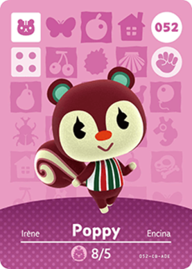 Poppy #052 - Animal Crossing Series 1 amiibo Card