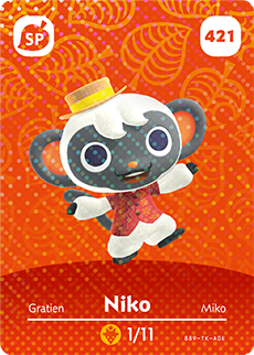 Niko #421 - Animal Crossing Series 5 amiibo Card